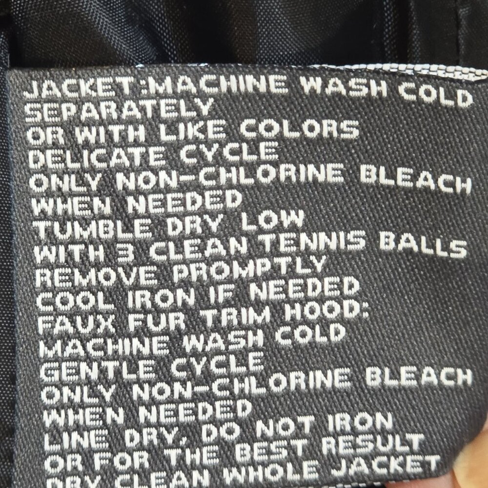 Kenneth Cole Reaction Down Hooded Puffer Coat Full Zip Chevron Black Quilted XS - Picture 11 of 16